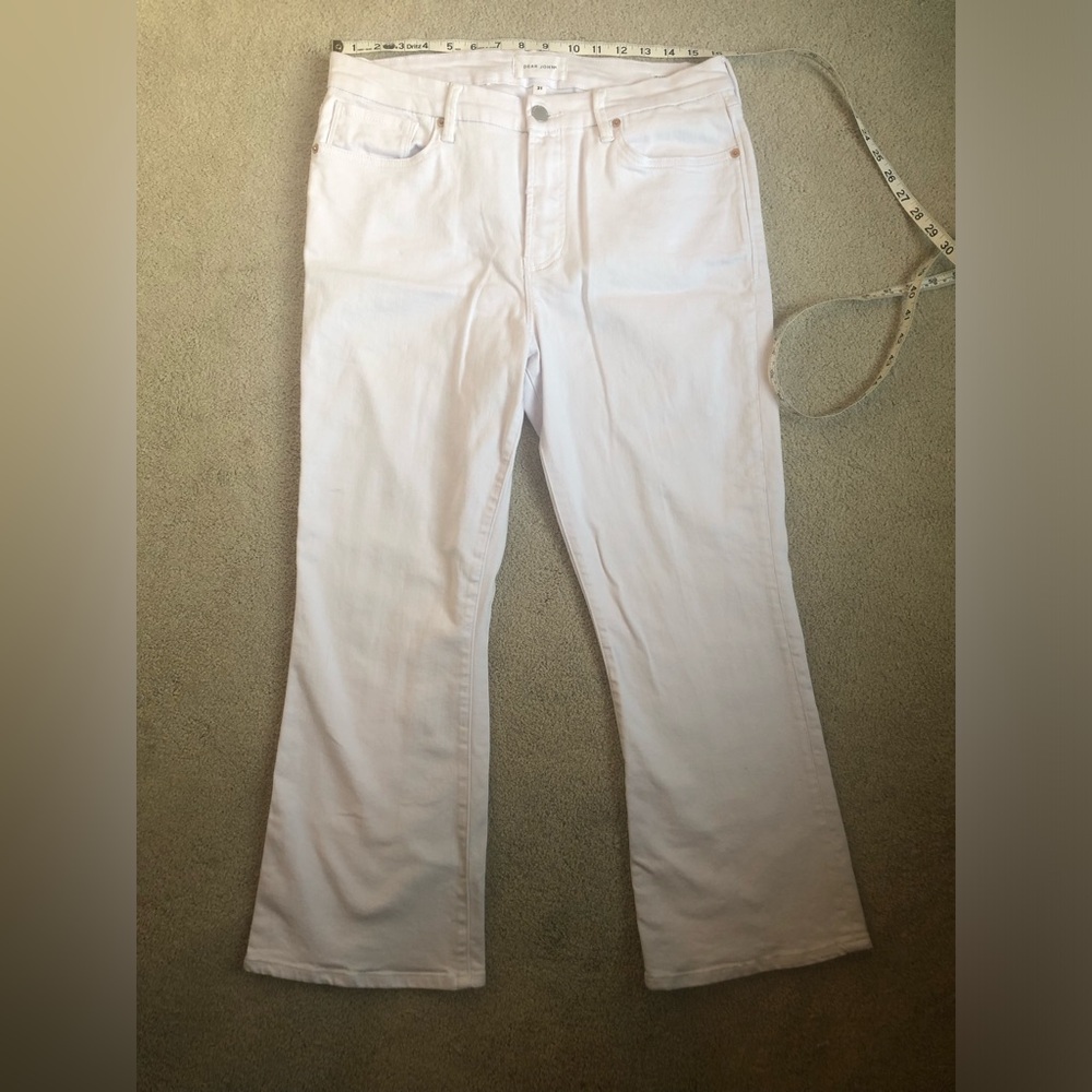 Dear John Women's White Jeanne Cropped Kick Flare  Jeans